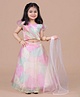 Titrit Organza Cap Sleeves Choli With Lehenga & Dupatta - Cream