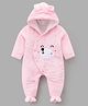 Kookie Kids Full Sleeves Winter Wear Hooded Romper with Bear Design- Pink