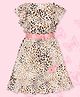 Cutecumber Flutter Short Sleeves Seamless Abstract Design Printed Fit & Flare Dress - Cream