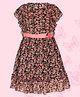 Cutecumber Flutter Short Sleeves Seamless Vintage Floral Printed Fit & Flare Dress - Peach