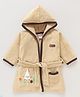 Babyhug Cotton Terry Knit Full Sleeves Hooded Bath Robe Marine Life Embroidery - Beige