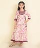 LIL PITAARA Pure Cotton Three Fourth Sleeves Flower Printed Laced Detailed   Ethnic Gown - Purple