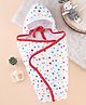 Simply Interlock Star Printed Towel & Wrappers L 66 x B 66 cm- Red & White