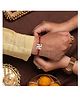 Silver Chest 925 Pure Silver Rakhi  Small Swastik Design - Red & Silver