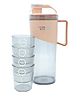 Bit Fex Juge Blu Jug 1600 ml With Glass Set Pitcher Water Jug Set with 4 Cups 28 0 ml - Pink