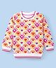 Babyhug 100% Cotton Full Sleeves Sweatshirt with Heart Graphics Print - Pink  & Orange
