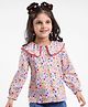 Babyhug Rayon Woven Full Sleeves Floral Printed with Frill & Lace Detailing Top - White