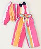 CrayonFlakes Full Sleeves Colour Blocked  & Bow Embellished  Co Ord Set - Pink