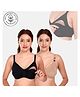 Elite Mom Pack Of 2 Solid Maternity Nursing Bra - Black & Beige