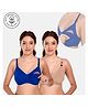 Elite Mom Pack Of 2 Solid Maternity Nursing Bras - Blue & Beige