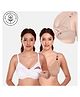 Elite Mom Pack Of 2 Solid Maternity Nursing Bra - White & Beige