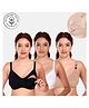 Elite Mom Pack Of 3 Solid Maternity Nursing Bras - Black White & Beige