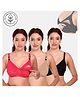 Elite Mom Pack Of 3 Solid Maternity Nursing Bra - Pink Beige & Black
