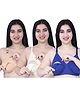Elite Mom Pack Of 3 Solid Maternity Nursing Bras  - Beige Skin & Blue
