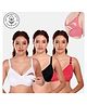 Elite Mom Pack Of 3 Solid Maternity Nursing Bra - White Black & Pink