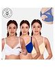 Elite Mom Pack Of 3 Solid Maternity Nursing Bra  - White Blue & Skin