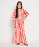 READIPRINT Full Sleeves Abstract Tie & Dye Bands Designed & Lace Embellished Top With Coordinating Sharara - Red