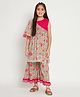 READIPRINT Half Sleeve Seamless Jaipuri Floral Printed Kurta With Coordinating Palazzo - Pink