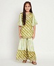 READIPRINT Three Fourth Sleeves Striped Pattern Tie & Dye Gota Lace Embellished Kurta With Sharara - Green