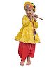 Aglare Janmashtami Theme Full Sleeves Full Sleeves Foil Striped & Gota Lace Embellished Readymade Kedia Set - Red & Yellow
