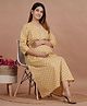 Sevyastore 100% Cotton Seamless Jaipuri Flower Motif Lalite Printed Maternity Nursing Kurti Dress With Twin Concealed Zipper Nursing Access - Yellow