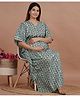 Sevyastore 100% Cotton Three Fourth  Sleeves Abstract Pattern  Printed Maternity Nursing Kaftan With Feeding Front Zip - Green