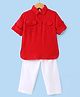 Babyhug Full Sleeves Solid Pathani Kurta & Pyjama Set - Red