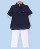 Babyhug Full Sleeves Solid Pathani Kurta & Pyjama Set - Navy Blue
