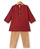 Babyhug Three Fourth Sleeve Swiss Dot Dobby Kurta With Pyjama Set -Red