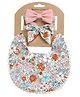 Bembika Baby Feeding Essential Baby Feeding Bib And Bow Floral- Peach