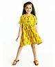 Campana Half Sleeves  Flower Printed Fit & Flare  Dress - Lime Green & Pink
