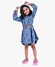 Tales & Stories Full Sleeves  Floral Embroidered Dress  - Light Blue