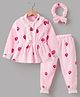 Kookie Kids Full Sleeves Winter Wear Night Suit With Cherry Print - Pink