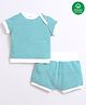 Nino Bambino 100% Organic Cotton Half Sleeves Striped Top With Bloomer - White & Blue
