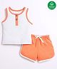 Nino Bambino 100% Organic Cotton Sleeveless Striped Tank Top With Shorts - White & Orange
