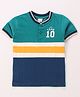 Babyhug 100% Cotton Knit Half Sleeves Cut & Sew T- Shirt With Text Print- Teal Blue
