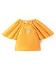 Babyhug 100% Cotton Woven Three Fourth Sleeves Schiffli Top - Mustard