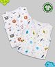 Kidbea 100 % Cotton Muslin Pack Of 2 Sleeveless Tiger & Space Assorted Print Jhablas - White