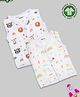 Kidbea 100 % Cotton Muslin Pack Of 2 Sleeveless Tiger & Rainbow Assorted Print Jhablas - White