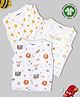 Kidbea 100 % Cotton Muslin Pack Of 3 Sleeveless Rainbow Cute Chick & Tiger Assorted Print Jhablas - White