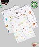 Kidbea 100 % Cotton Muslin Pack Of 3 Sleeveless Rainbow Space & Tiger Assorted Print Jhablas - White