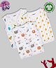 Kidbea 100 % Cotton Muslin Pack Of 3 Sleeveless Space Cute Chick & Tiger Assorted Print Jhablas - White