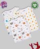 Kidbea 100 % Cotton Muslin Pack Of 3 Sleeveless Space Cute Chick & Rainbow Assorted Print Jhablas - White
