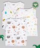 Kidbea 100 % Cotton Muslin Pack Of 3 Sleeveless Space Tiger & Rainbow Assorted Print Jhablas - White