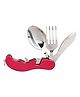 MOMISY 4 in 1 Detachable Multi-Tool Picnic Camping Stainless Steel Folding Cutlery Set Pocket Knife Fork Spoon Bottle Opener - Red