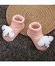 Baby Moo 3D Fluffy Baby Elephant Applique Detailed   Anti Skid Socks - Peach