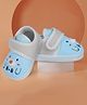 Baby Moo Velcro Closure Bear Face Soft Sole Anti Slip Booties - Blue