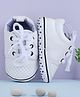 Baby Moo Mini Polka Dots Printed Laced Up Soft Sole Anti Slip Booties - White