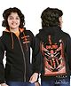 Arias Cotton Brushed Knit Full Sleeves Text Printed Front Open Hooded Sweatshirt - Black