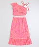 Taffykids One Shoulder Abstract Zebra Printed With Gota Lace Embellished Choli With Coordinating Lehenga - Pink